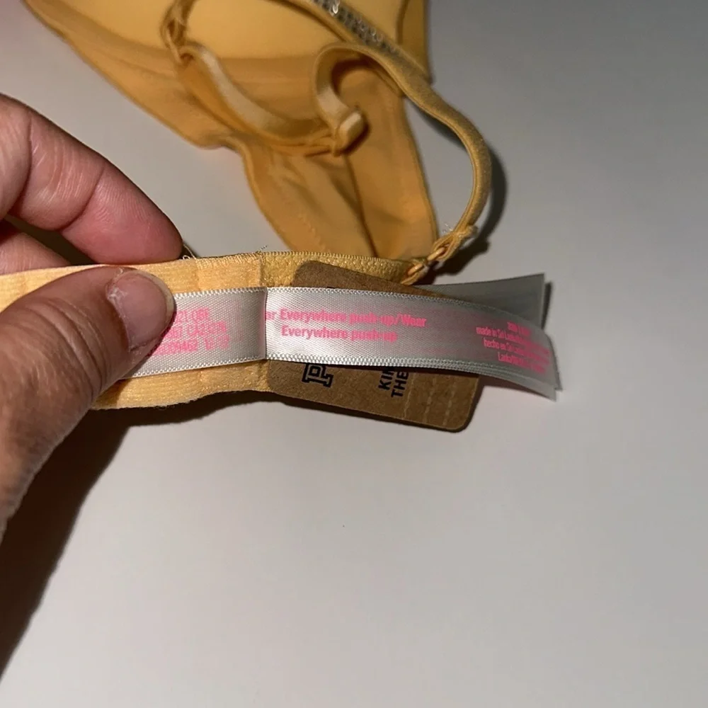 Pink Victoria’s Secret Wear every where yellow push bra Sz 32B